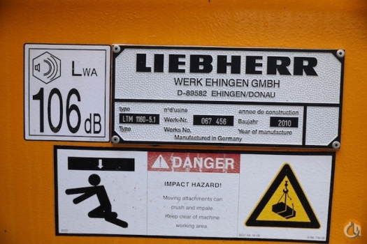 2010 Liebherr LTM1160-5.1All Terrain Crane Crane for Sale on CraneNetwork.com